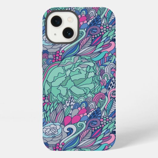Colorful Floral Doodle Pattern iPhone Hoesje (Achterkant)