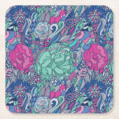 Colorful Floral Doodle Pattern Kartonnen Onderzetters (Voorkant)