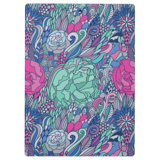 Colorful Floral Doodle Pattern Klembord (Achterkant)