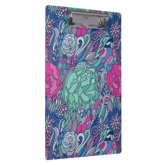 Colorful Floral Doodle Pattern Klembord (Rechts)