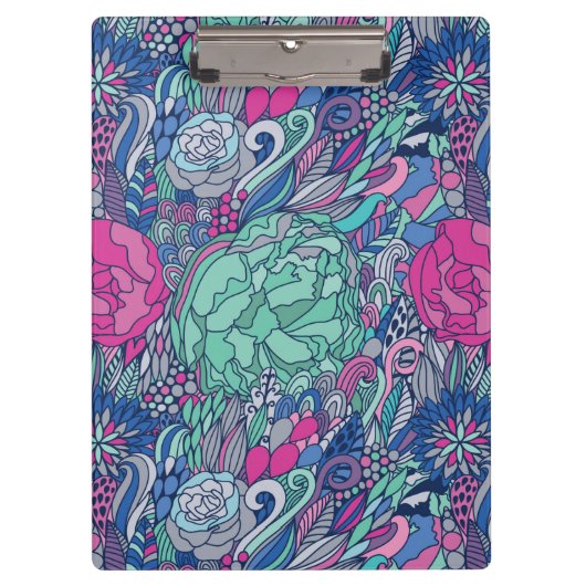 Colorful Floral Doodle Pattern Klembord (Voorkant)