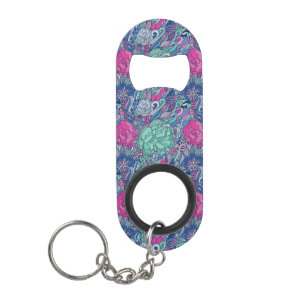 Colorful Floral Doodle Pattern Mini Flessenopener