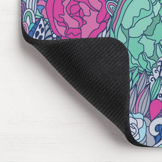 Colorful Floral Doodle Pattern Muismat (Hoek)