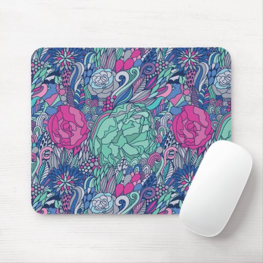 Colorful Floral Doodle Pattern Muismat (Met muis)