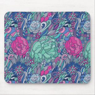 Colorful Floral Doodle Pattern Muismat