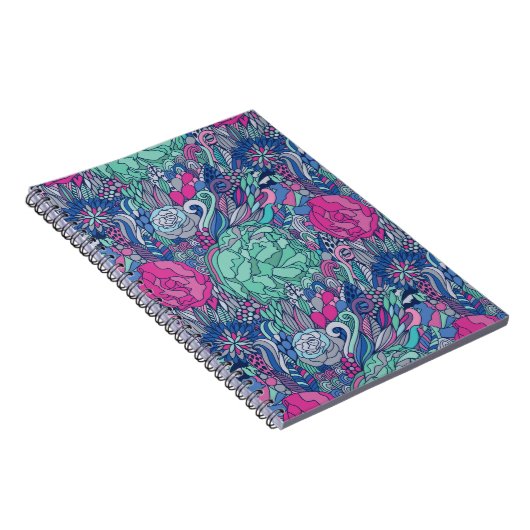 Colorful Floral Doodle Pattern Notitieboek (Rechterzijde)