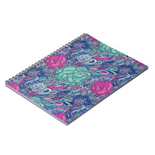 Colorful Floral Doodle Pattern Notitieboek (Linkerzijde)