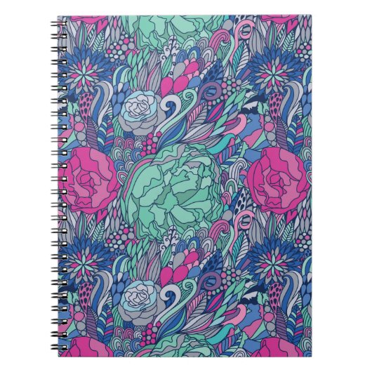 Colorful Floral Doodle Pattern Notitieboek (Voorkant)