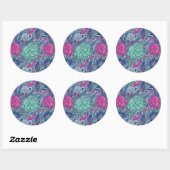 Colorful Floral Doodle Pattern Ronde Sticker (Vel)