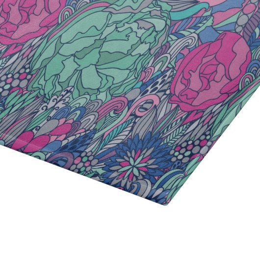 Colorful Floral Doodle Pattern Snijplank (Hoek)