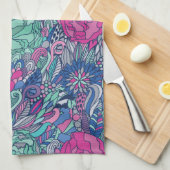 Colorful Floral Doodle Pattern Theedoek (Quarter Fold)