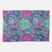 Colorful Floral Doodle Pattern Theedoek (Horizontaal)