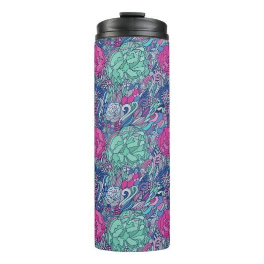 Colorful Floral Doodle Pattern Thermosbeker (Voorkant)