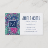 Colorful Floral Doodle Pattern Visitekaartje (Voorkant)