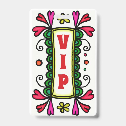 Colorful Floral Doodles VIP Party Badge (Voorkant)