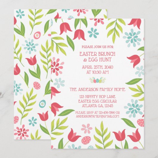 Colorful Floral Easter Brunch Hunt  Kaart (Voorkant / Achterkant)