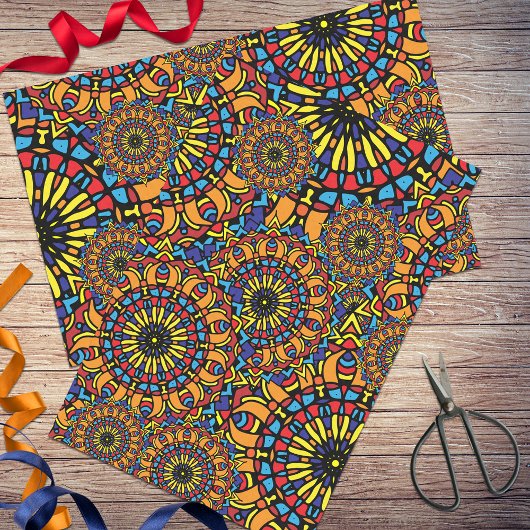 Colorful Floral Ethnic Oriental Mandalas Pattern Tissuepapier