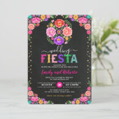 Colorful Floral Fiesta Mexican Chalkboard Wedding Kaart (Staand voorkant)