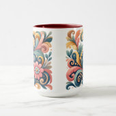 Colorful Floral Folk Art Ceramic Mug Mok (Midden)