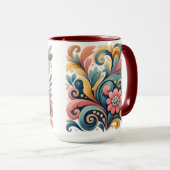 Colorful Floral Folk Art Ceramic Mug Mok (Voorkant rechts)