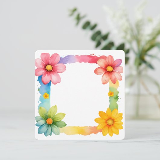 Colorful Floral Frame Background Kaart (Staand voorkant)