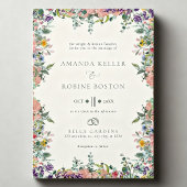 Colorful Floral Frame Wedding Kaart