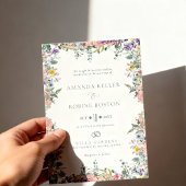 Colorful Floral Frame Wedding Kaart