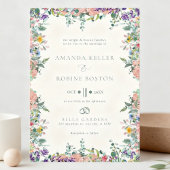 Colorful Floral Frame Wedding Kaart