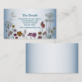 Colorful Floral Garden Blue Glitter Wedding Detail Informatiekaartje