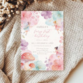 Colorful Floral Garden Fairy 1st Birthday Kaart