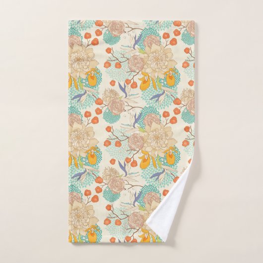 Colorful Floral Garden Pattern Bad Handdoek (Handdoek)