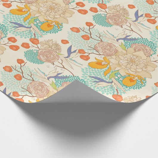 Colorful Floral Garden Pattern Cadeaupapier (Hoek)
