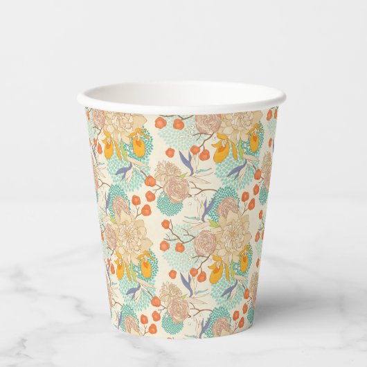 Colorful Floral Garden Pattern Papieren Bekers (Voorkant)
