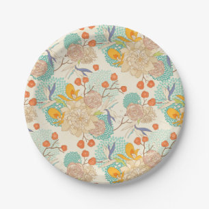 Colorful Floral Garden Pattern Papieren Bordje