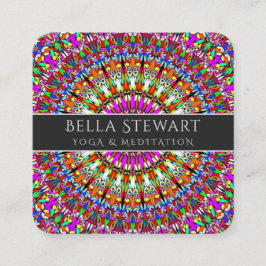 Colorful Floral Geometric Mandala Vierkante Visitekaartje