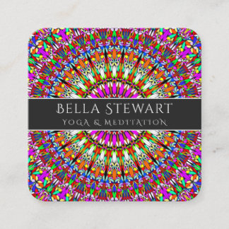 Colorful Floral Geometric Mandala Vierkante Visitekaartje