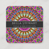 Colorful Floral Geometric Mandala Vierkante Visitekaartje (Voorkant)