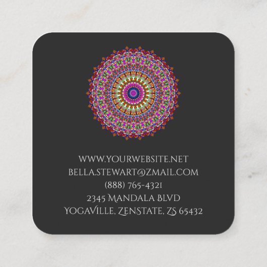 Colorful Floral Geometric Mandala Vierkante Visitekaartje (Achterkant)