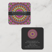 Colorful Floral Geometric Mandala Vierkante Visitekaartje (Voorkant / Achterkant)