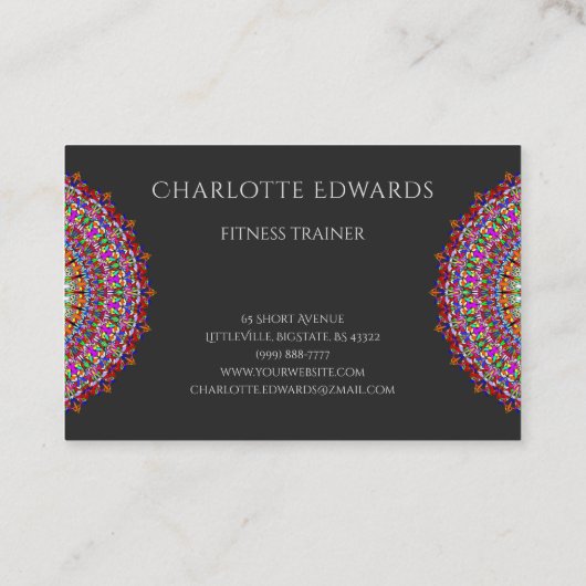 Colorful Floral Geometric Mandala Visitekaartje (Achterkant)