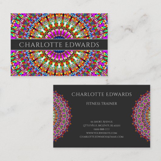 Colorful Floral Geometric Mandala Visitekaartje (Voorkant / Achterkant)