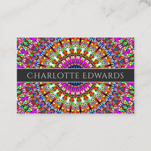 Colorful Floral Geometric Mandala Visitekaartje (Voorkant)