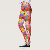 Colorful Floral Gerbera Daisies Fun Chic Botanical Leggings (Links)