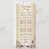 Colorful Floral Golden Glitter Wedding Programme (Achterkant)