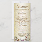 Colorful Floral Golden Glitter Wedding Programme (Voorkant)