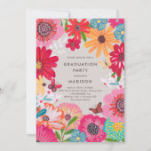 Colorful Floral Graduation Party Invitation Kaart (Voorkant)