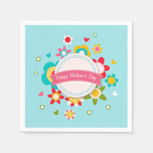 Colorful Floral Happy Moederdag   Napkin Servet