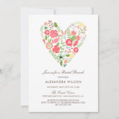 Colorful Floral Heart Bridal Brunch Uitnodiging (Voorkant)