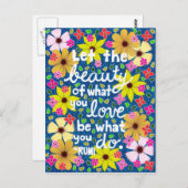 Colorful Floral Inspirating Quote Typografie Briefkaart (Voorkant / Achterkant)