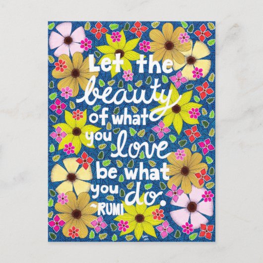 Colorful Floral Inspirating Quote Typografie Briefkaart (Voorkant)